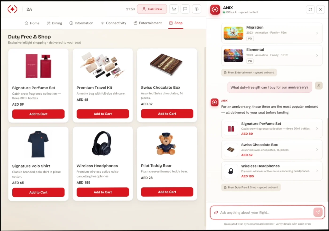ANiX suggesting duty-free gifts