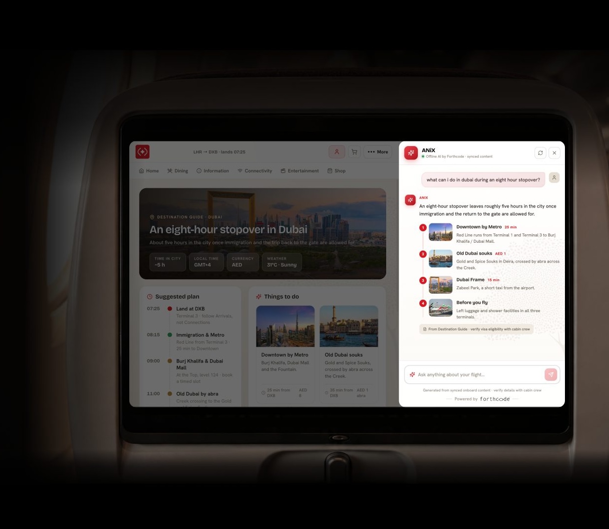 ANiX on an inflight entertainment screen